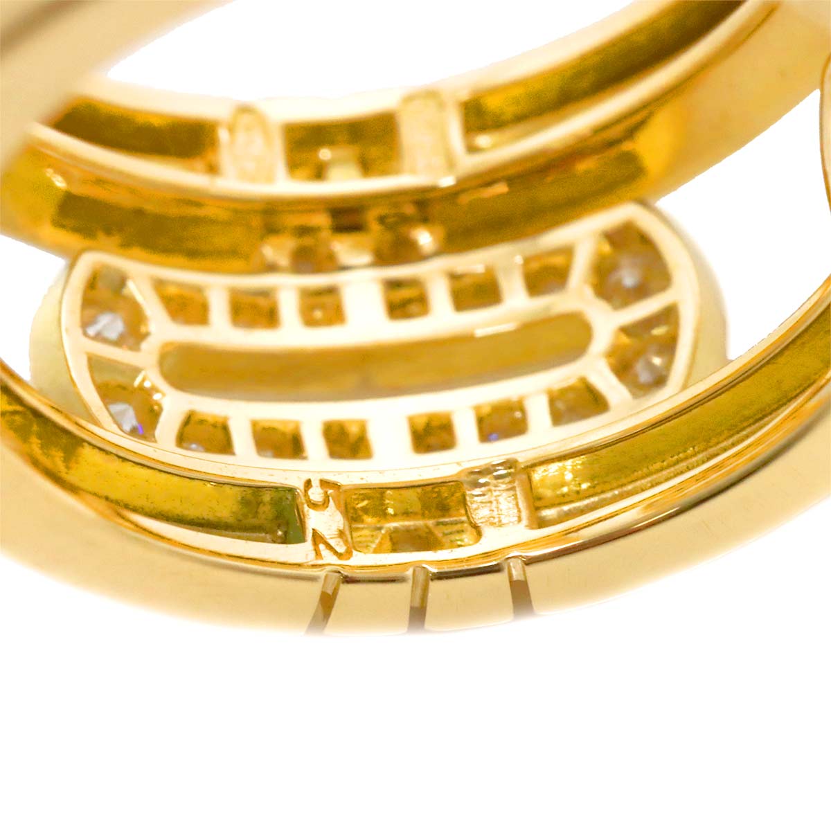 Parentesi Large Diamond Ring 18K YG 750 Size52 5.5-5.75(US)