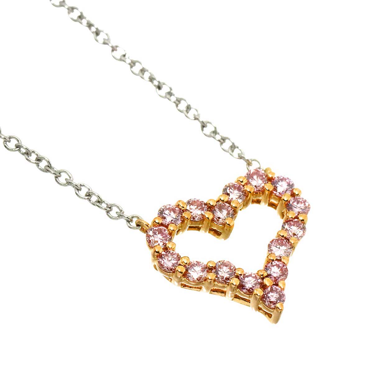Sentimental Heart Pink Diamond Necklace Platinum K18 PG 750
