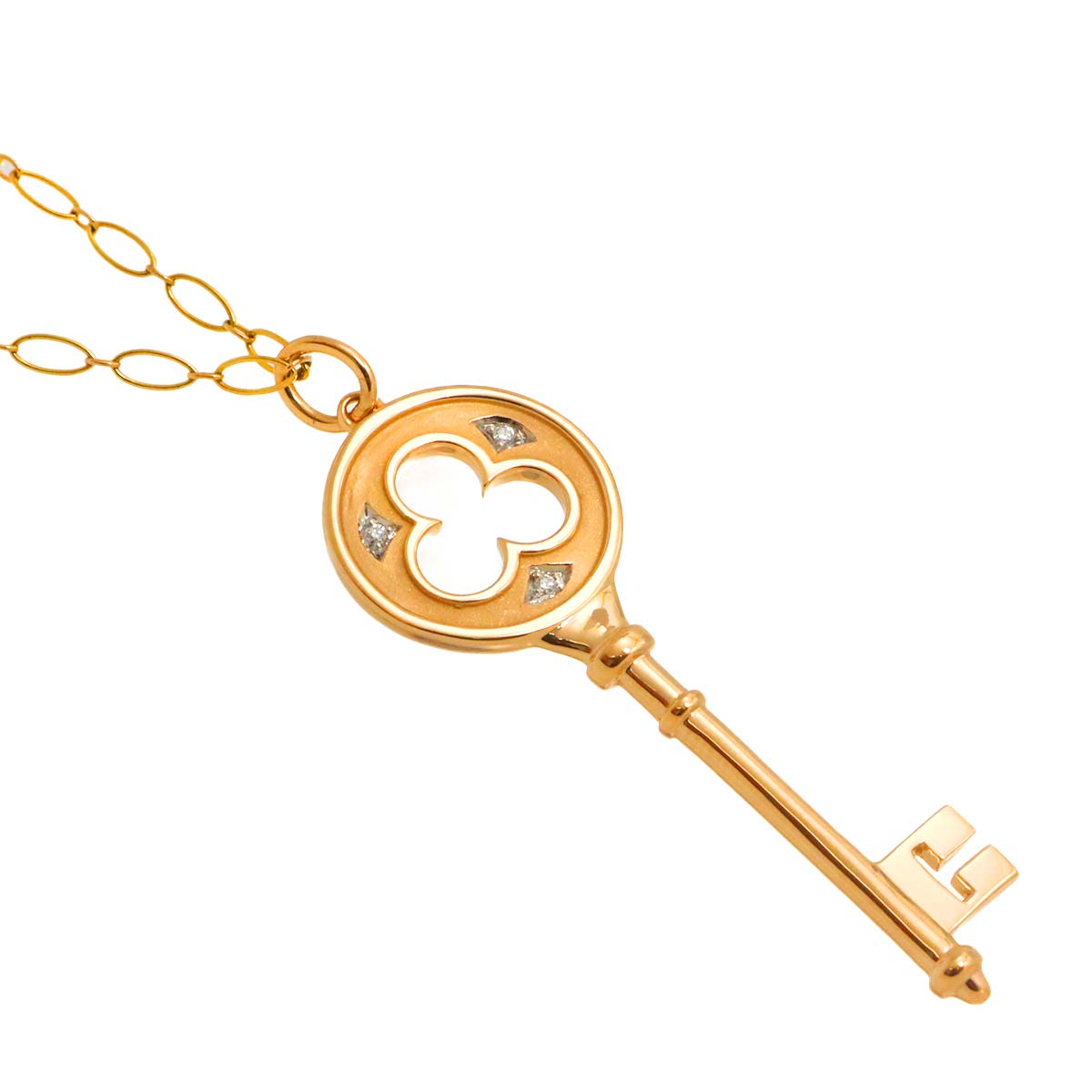 Clover key Diamond Necklace 18K PG 750