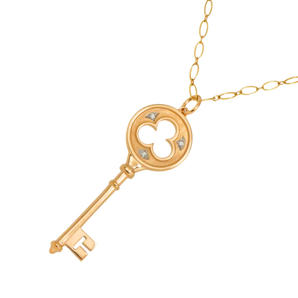 Clover key Diamond Necklace 18K PG 750