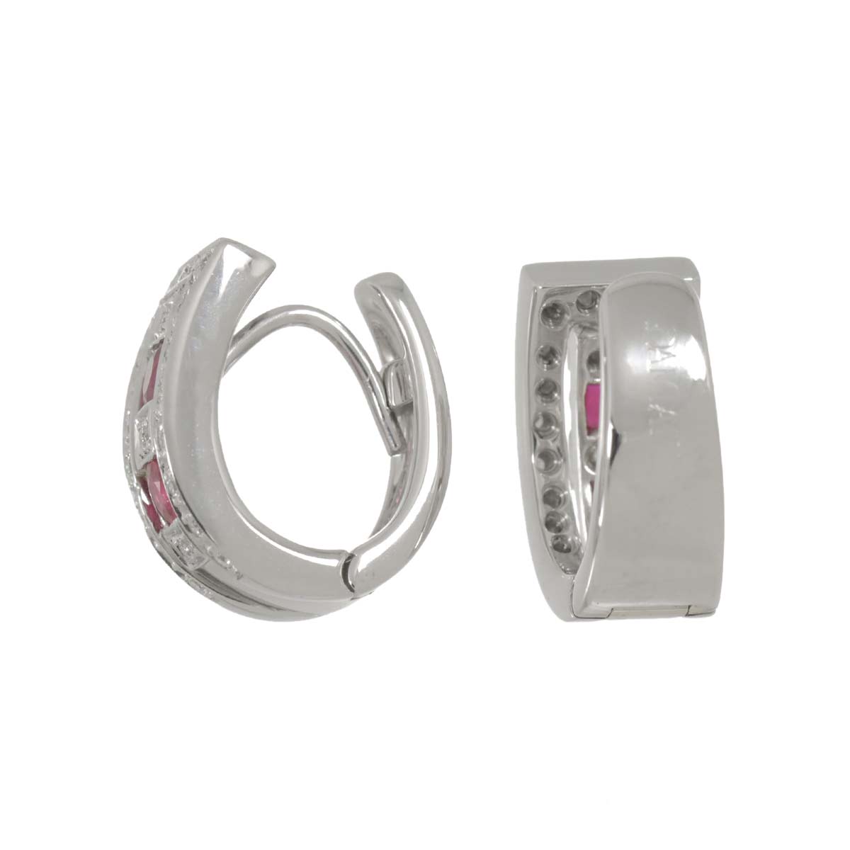 Belle Epoque Ruby Diamond Earrings Pierced 18K WG 750