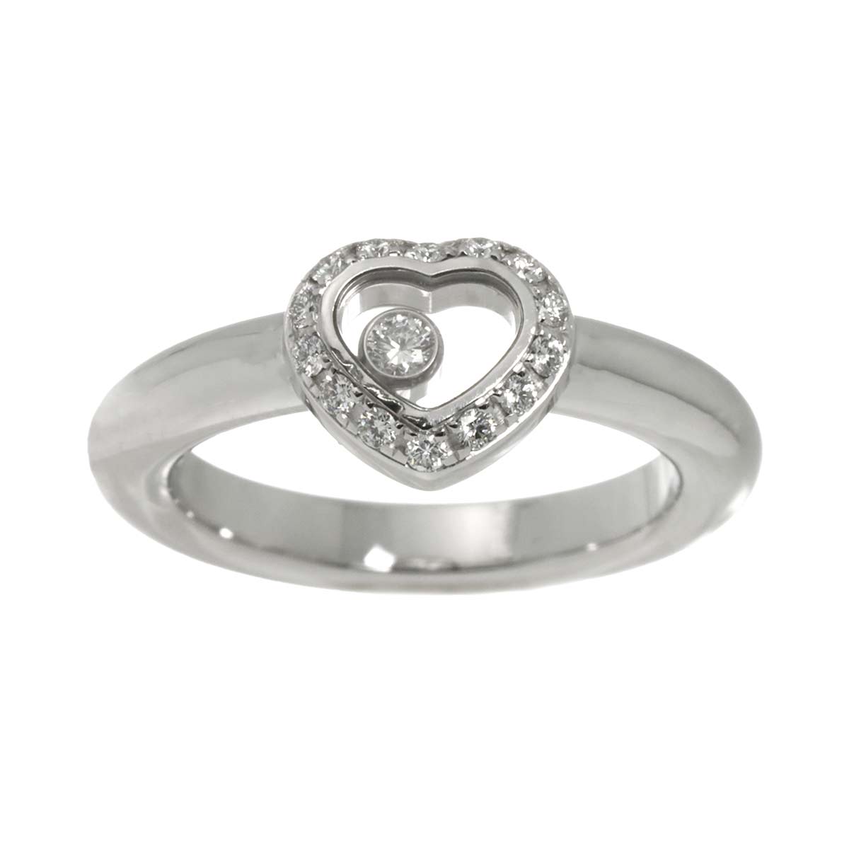 Happy Diamond Heart Ring 18K White Gold 750 Size5.25-5.5(US)