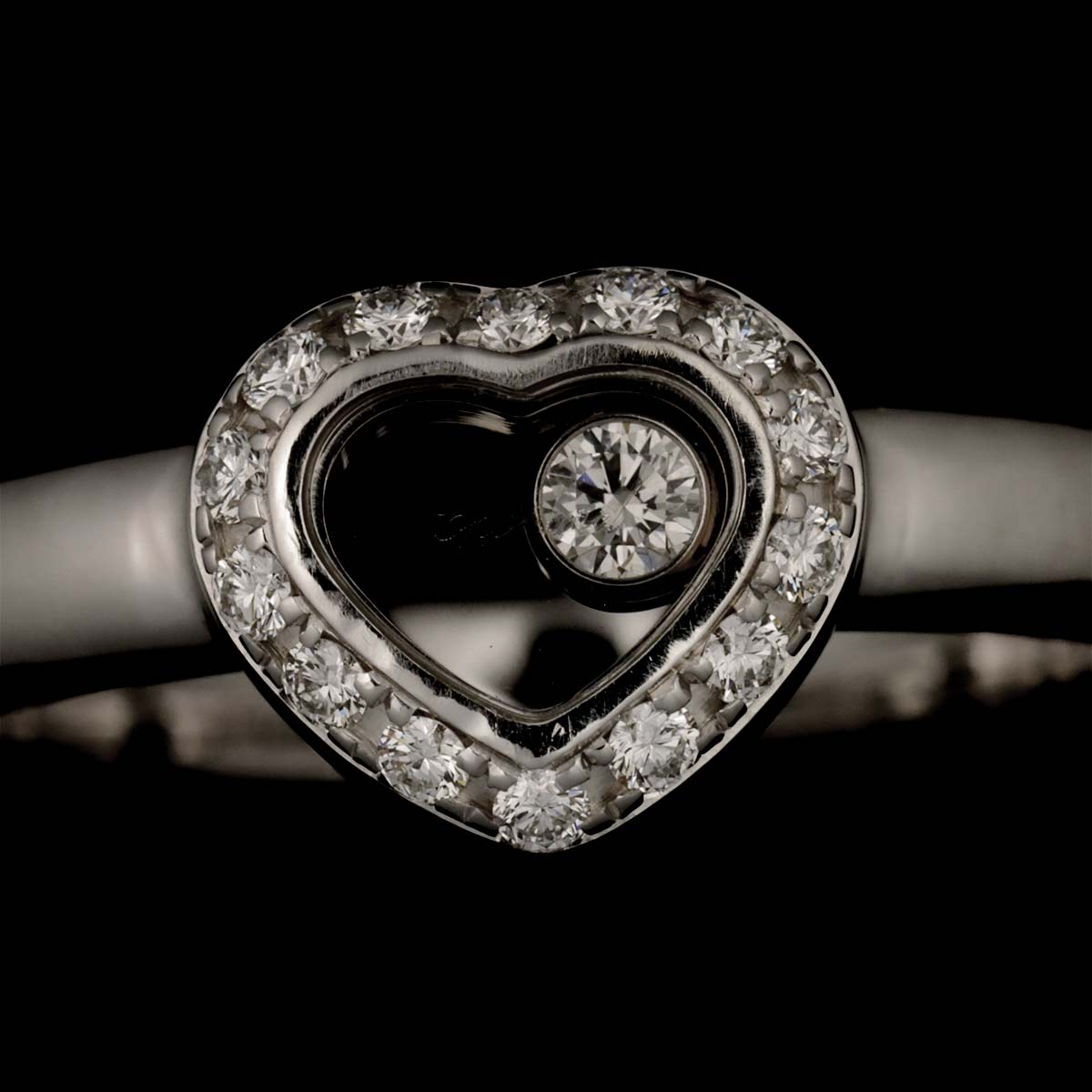 Happy Diamond Heart Ring 18K White Gold 750 Size5.25-5.5(US)