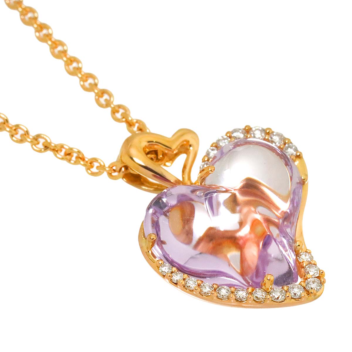Amethyst Diamond 0.22ct Necklace 18K PG 750