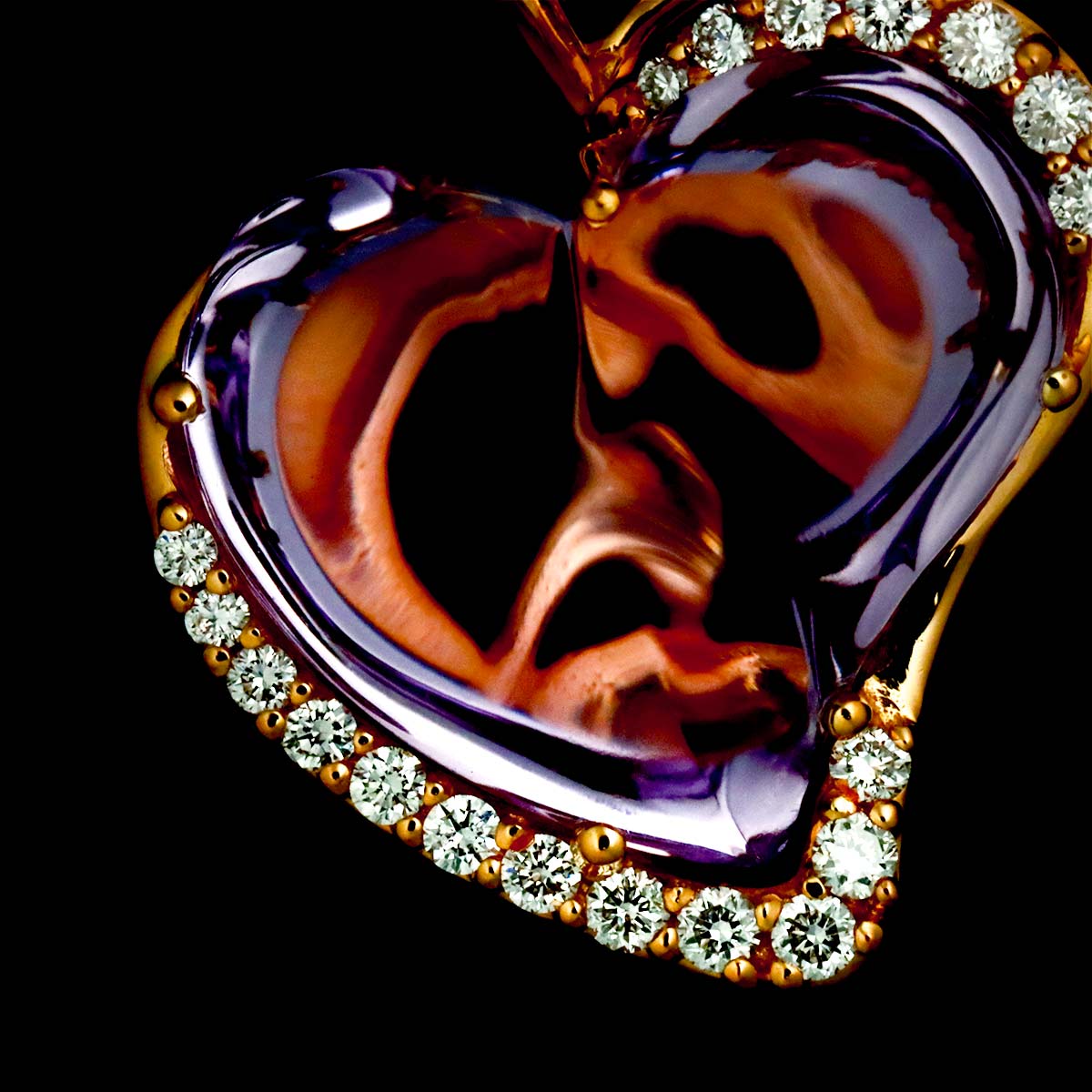 Amethyst Diamond 0.22ct Necklace 18K PG 750