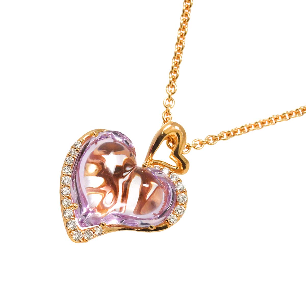 Amethyst Diamond 0.22ct Necklace 18K PG 750