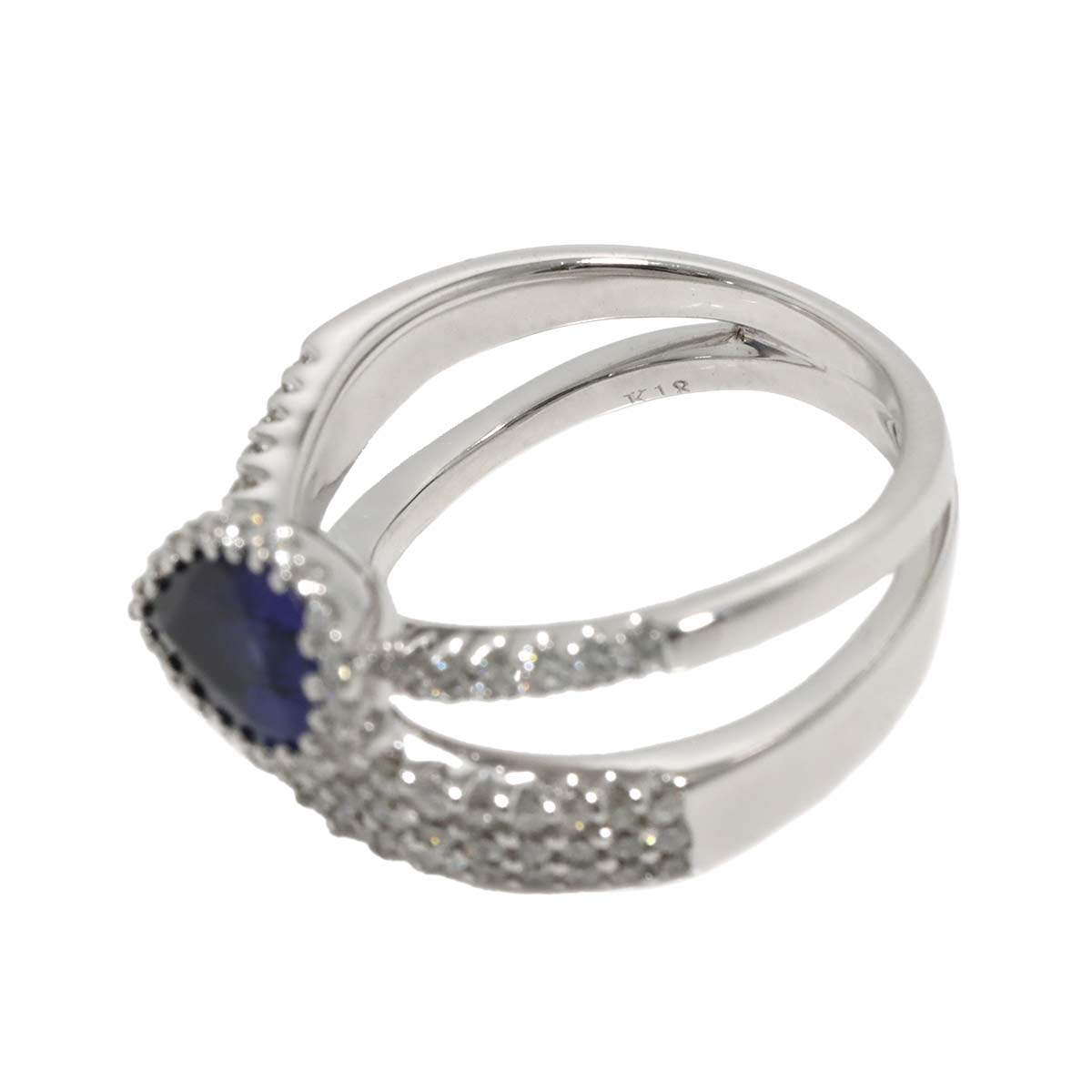 Sapphire 1.60ct Diamond 0.99ct Ring 18K White Gold 750 6.25-6.5 (US)