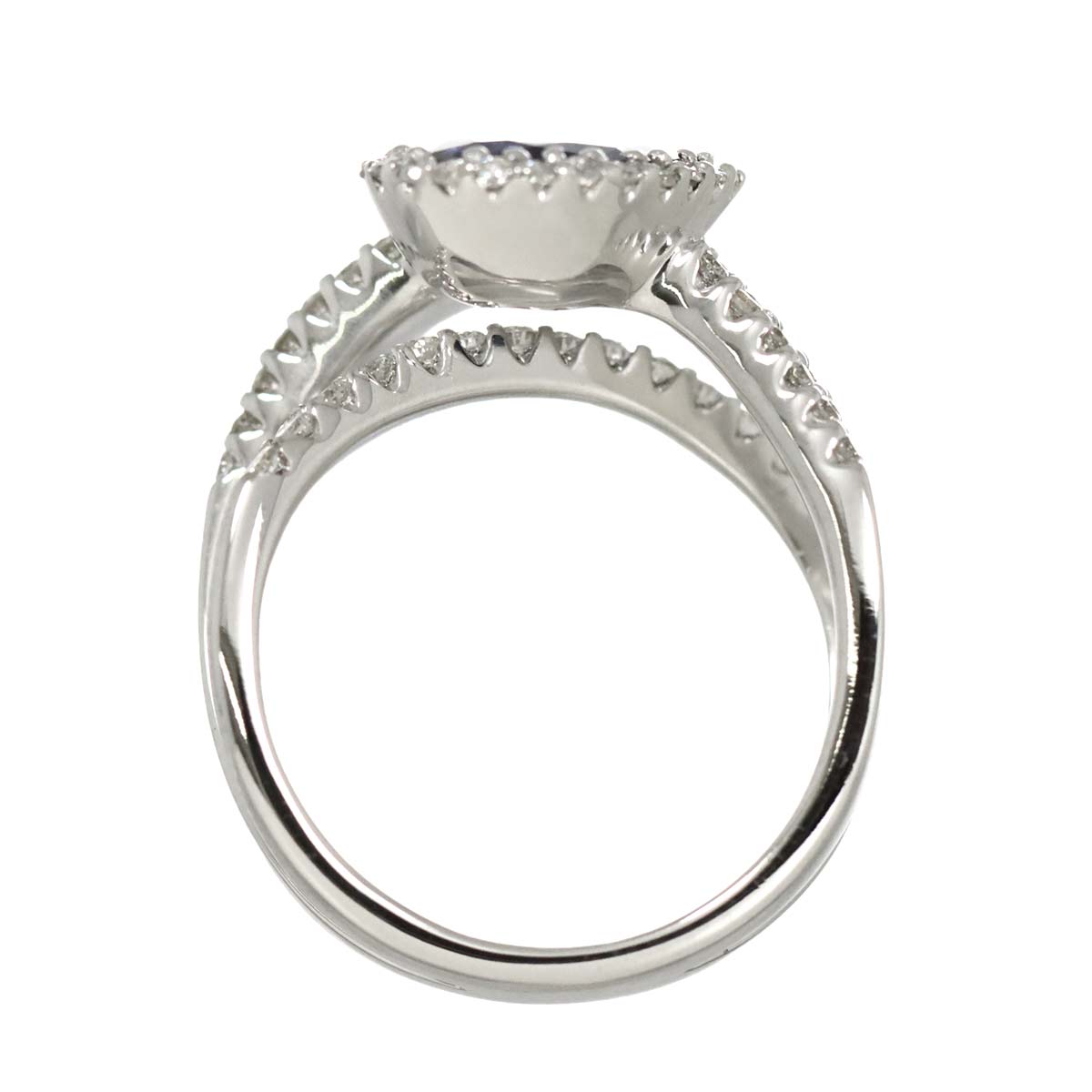 Sapphire 1.60ct Diamond 0.99ct Ring 18K White Gold 750 6.25-6.5 (US)