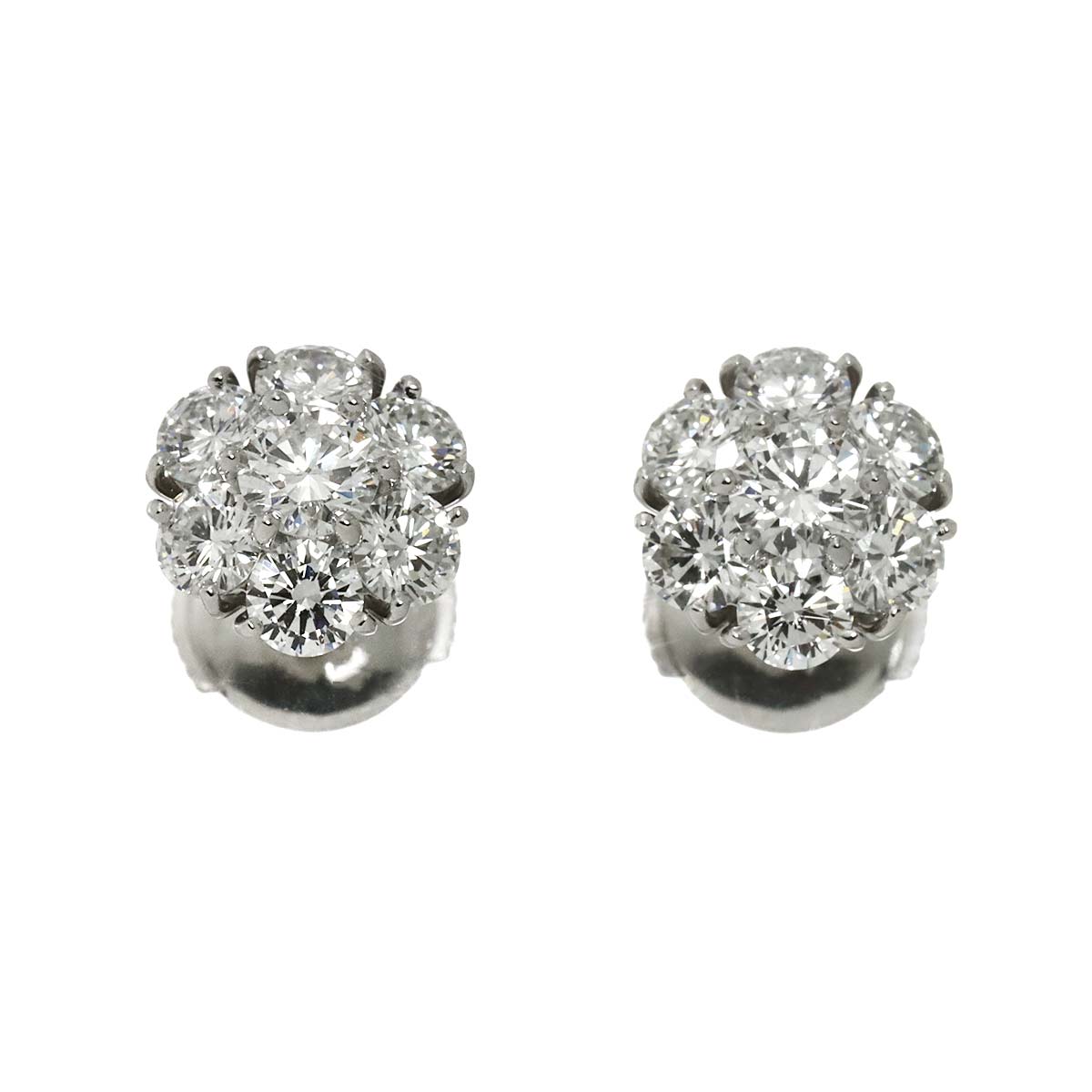 Fleurette Diamond Earrings Pierced 18K WG 750