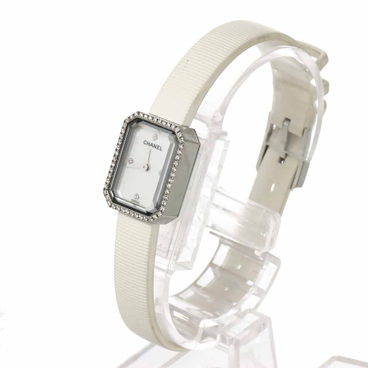 Premiere H2433 Diamond Bezel Rubber White Shell Dial Ladies