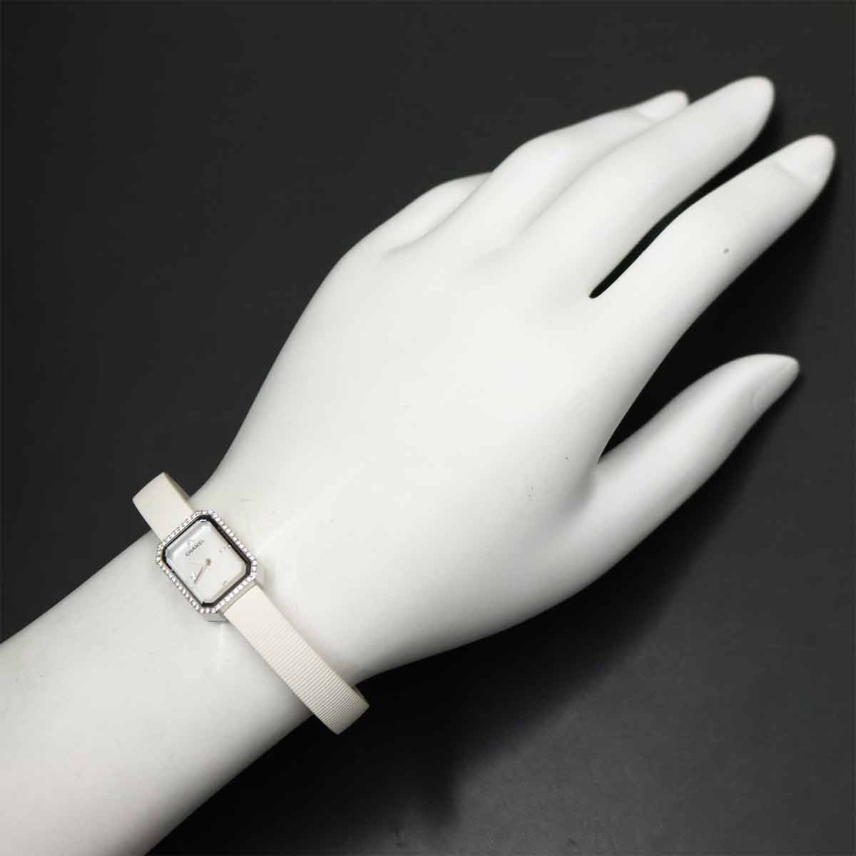 Premiere H2433 Diamond Bezel Rubber White Shell Dial Ladies