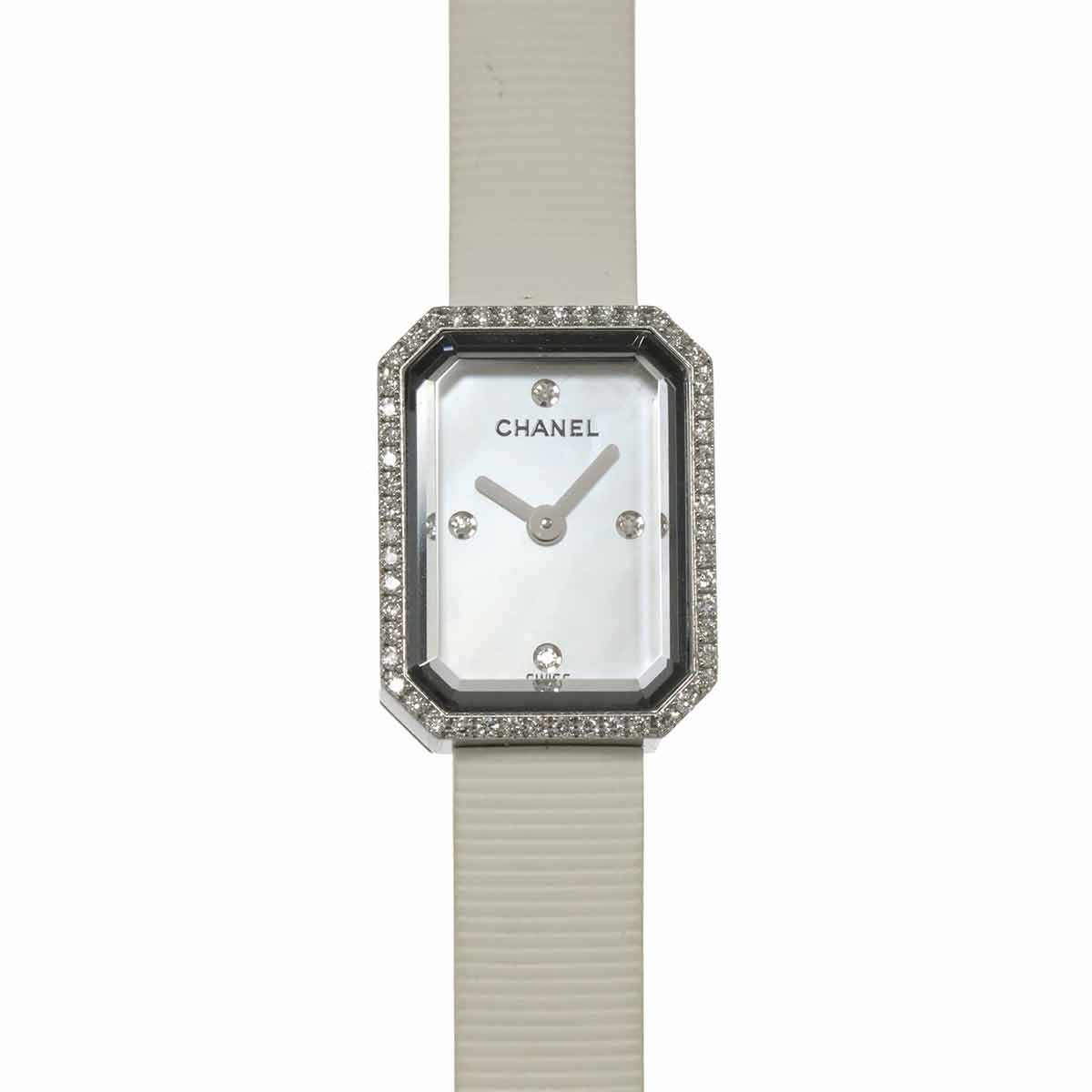 Premiere H2433 Diamond Bezel Rubber White Shell Dial Ladies