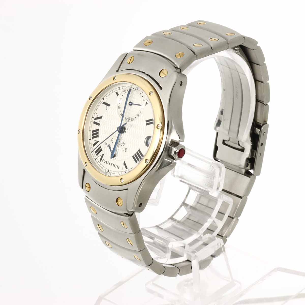 Santos Round GMT W20038R3 YG Automatic Silver Dial Mens Dial