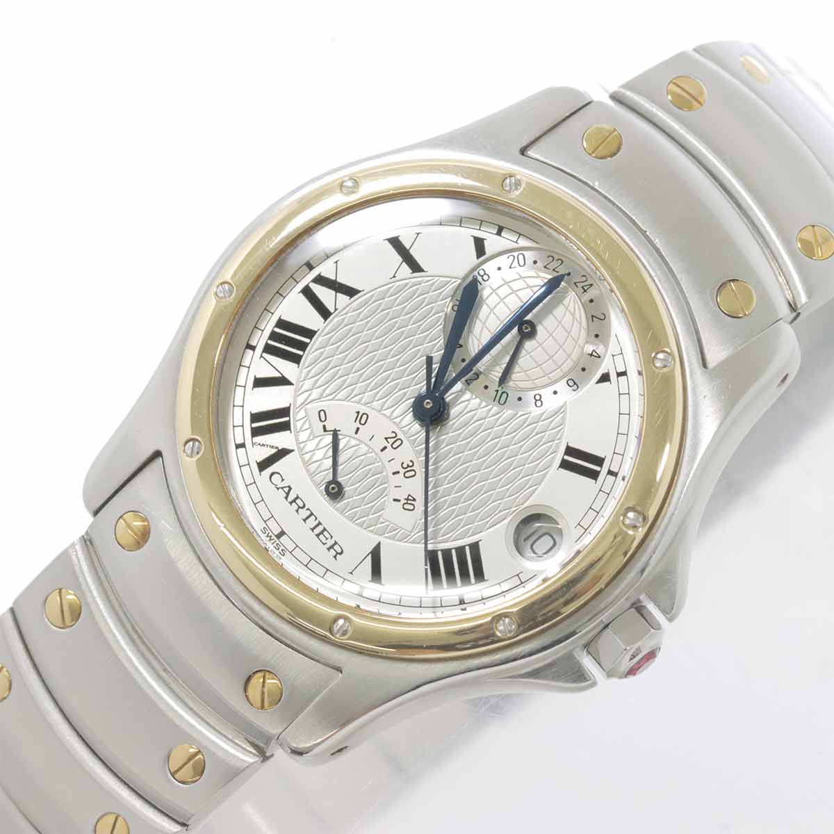 Santos Round GMT W20038R3 YG Automatic Silver Dial Mens Dial
