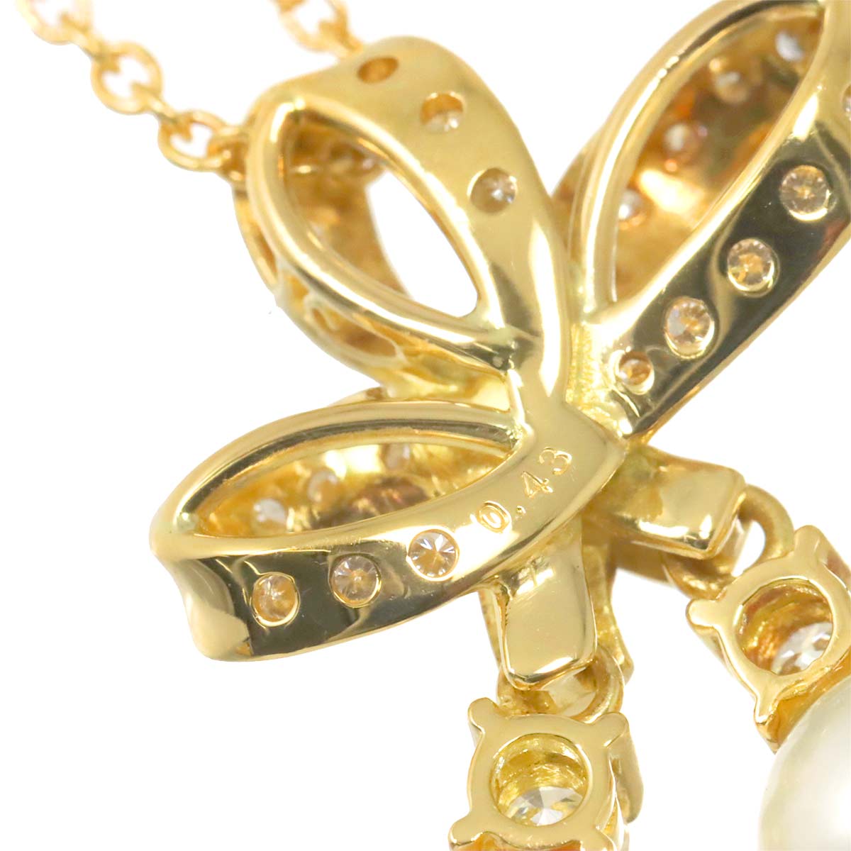 Akoya Pearl 6.8-5.9mm Diamond 0.43ct Necklace 18K YG 750