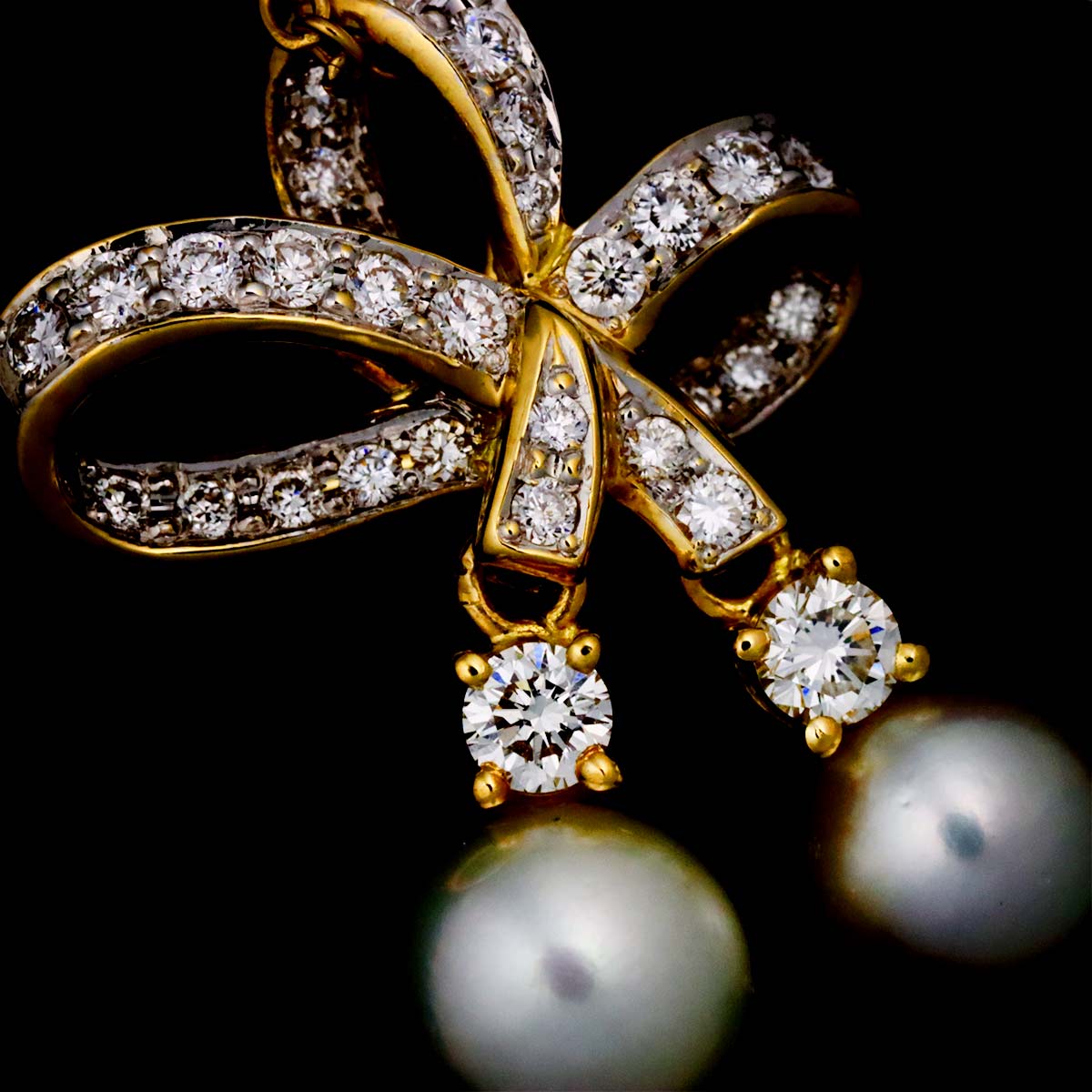 Akoya Pearl 6.8-5.9mm Diamond 0.43ct Necklace 18K YG 750