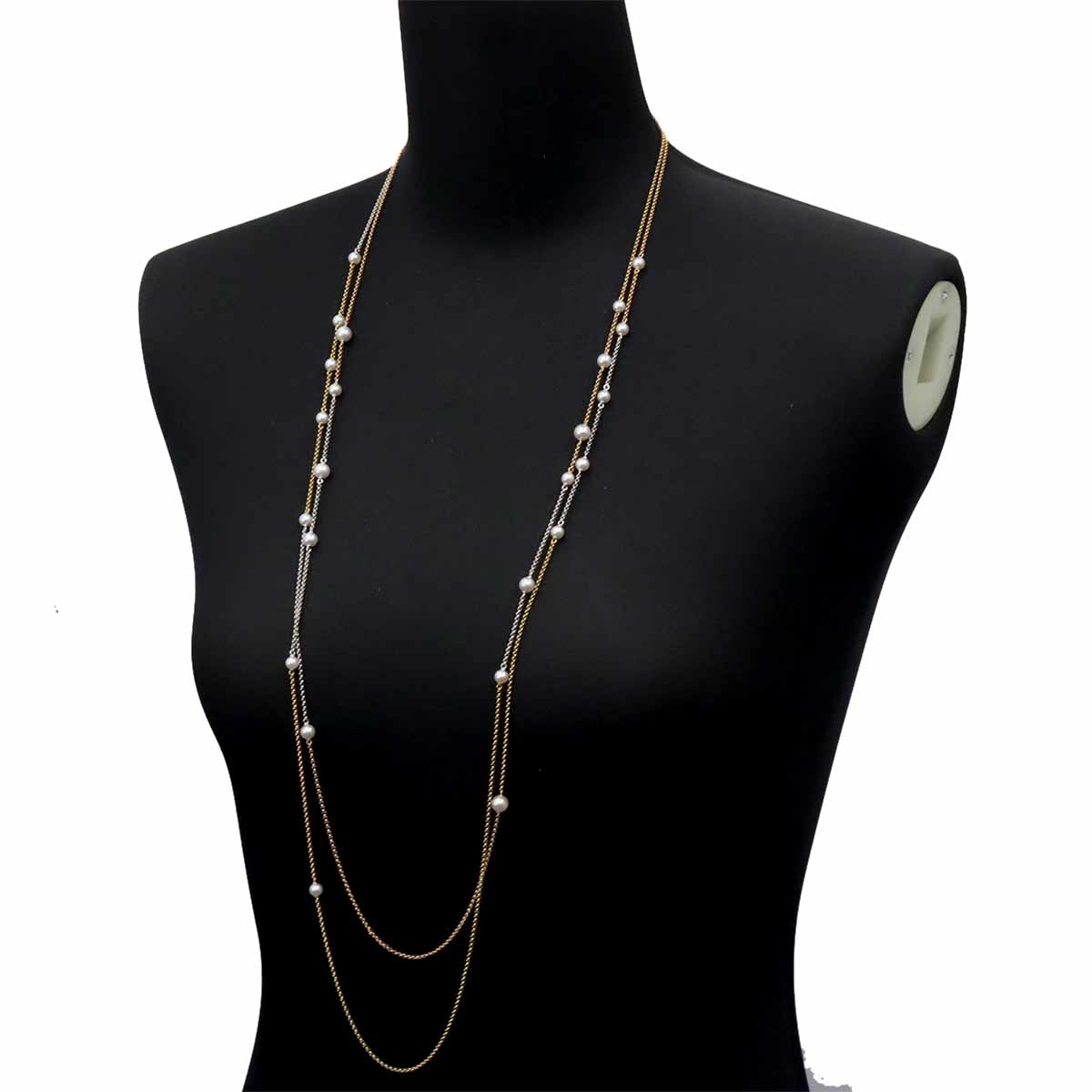 Akoya Pearl 6.2-4.9mm Long Necklace 18K YG PG WG 750