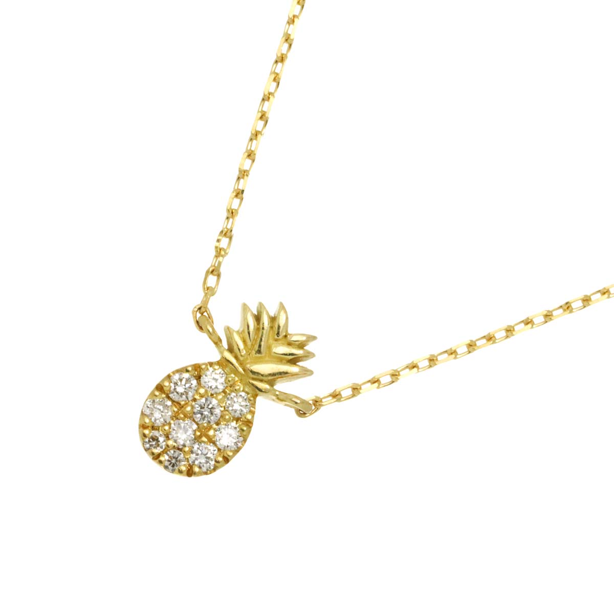 pineapple Diamond 0.06ct Necklace 18K Yellow Gold 750