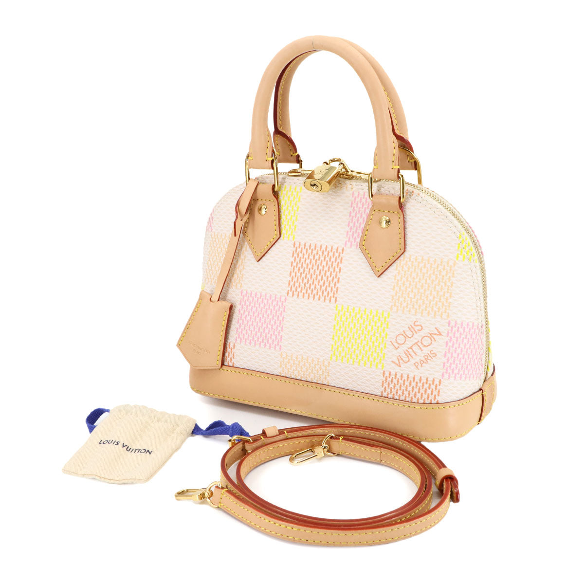 Damier Azur Alma BB Hand Shoulder Bag Peach N40516