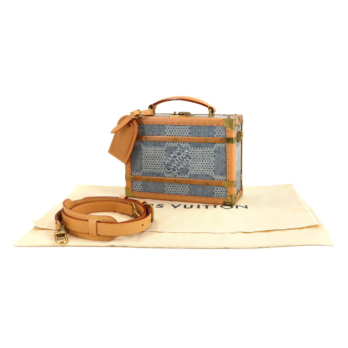 Damier Denim 3D Handle Trunk Hand Shoulder Bag N40626