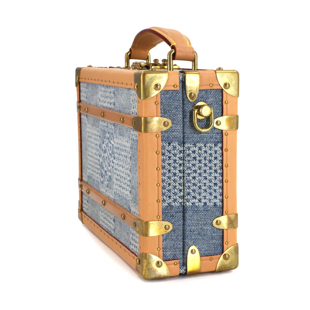 Damier Denim 3D Handle Trunk Hand Shoulder Bag N40626