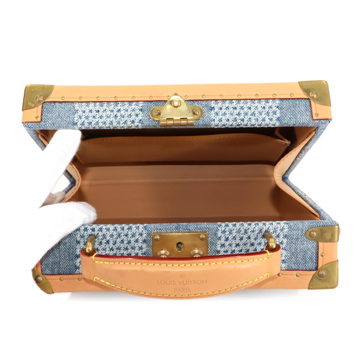 Damier Denim 3D Handle Trunk Hand Shoulder Bag N40626