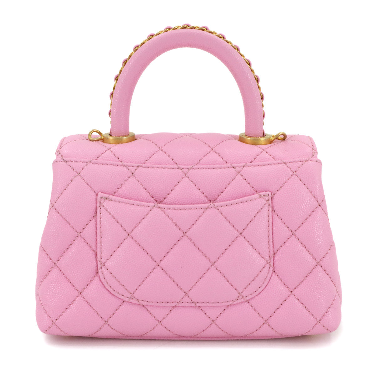 Matelasse Hand Shoulder Bag Leather Pink AS2215 Purse