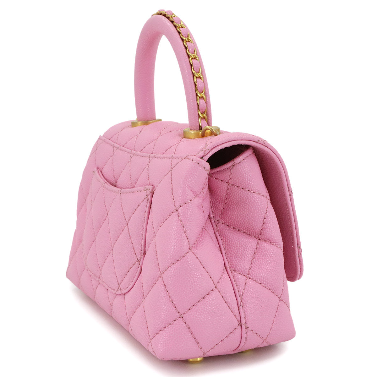 Matelasse Hand Shoulder Bag Leather Pink AS2215 Purse