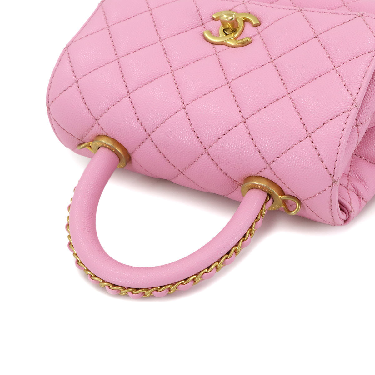 Matelasse Hand Shoulder Bag Leather Pink AS2215 Purse