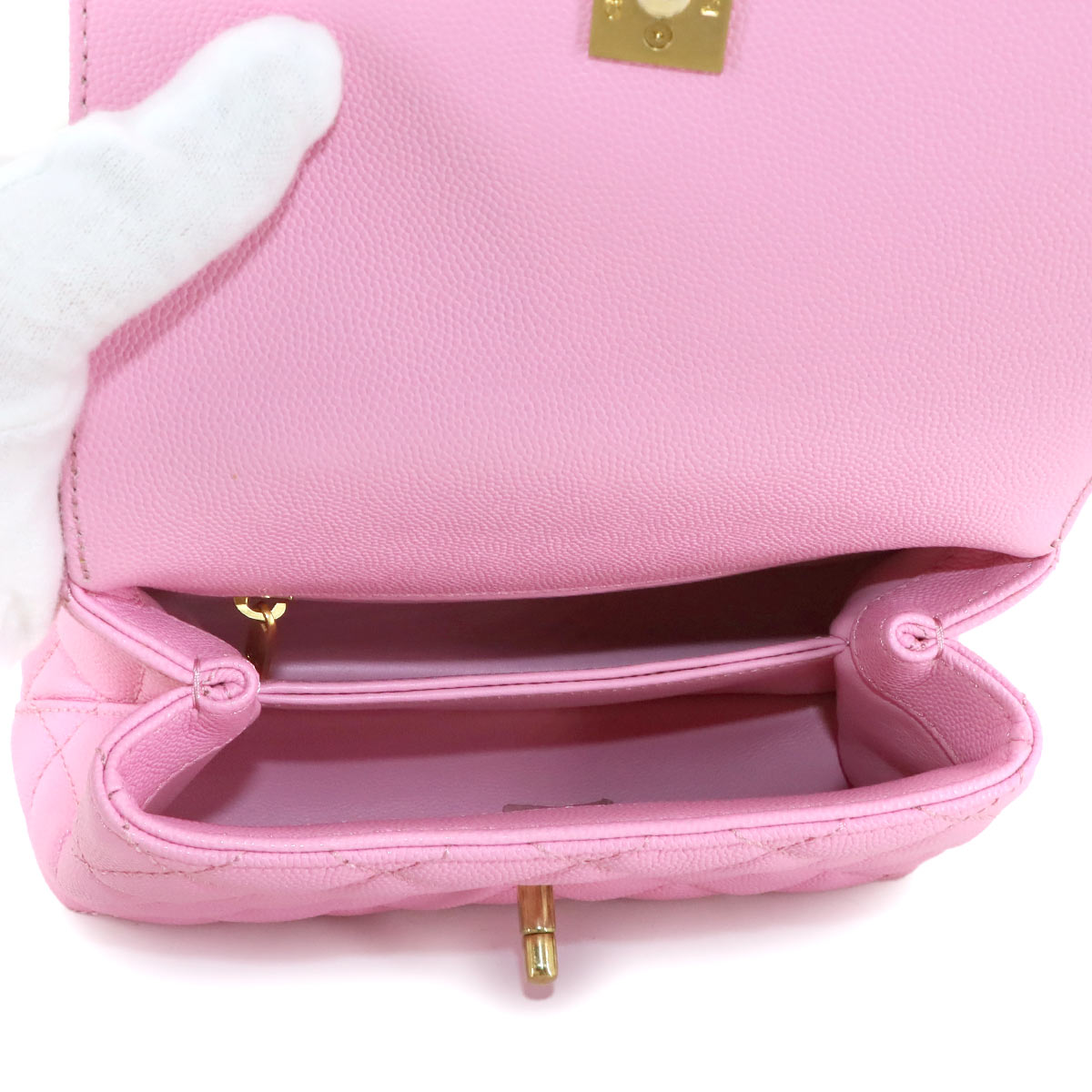 Matelasse Hand Shoulder Bag Leather Pink AS2215 Purse