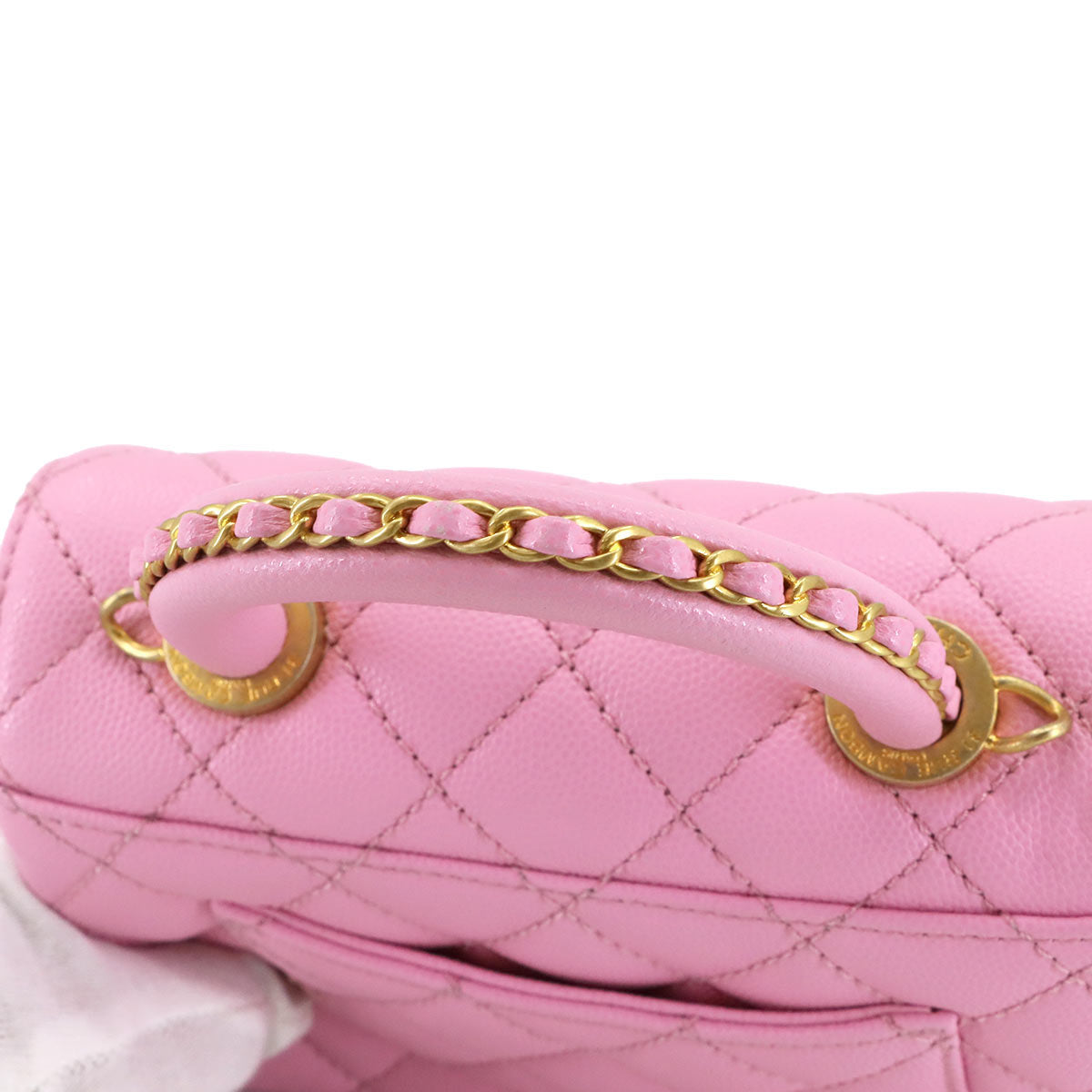 Matelasse Hand Shoulder Bag Leather Pink AS2215 Purse