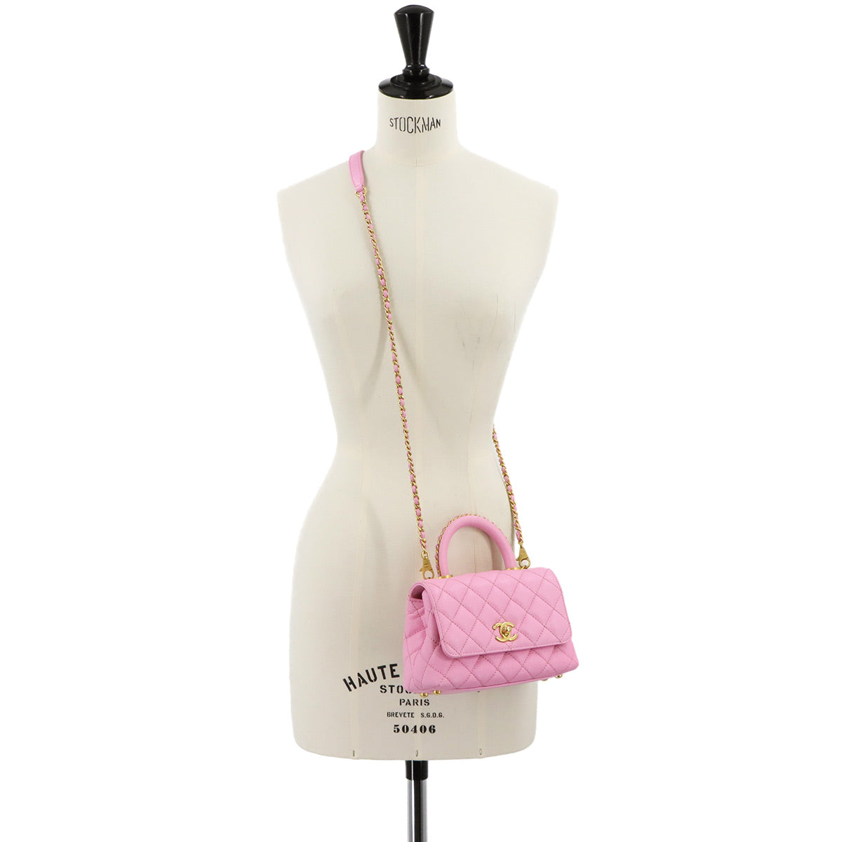Matelasse Hand Shoulder Bag Leather Pink AS2215 Purse