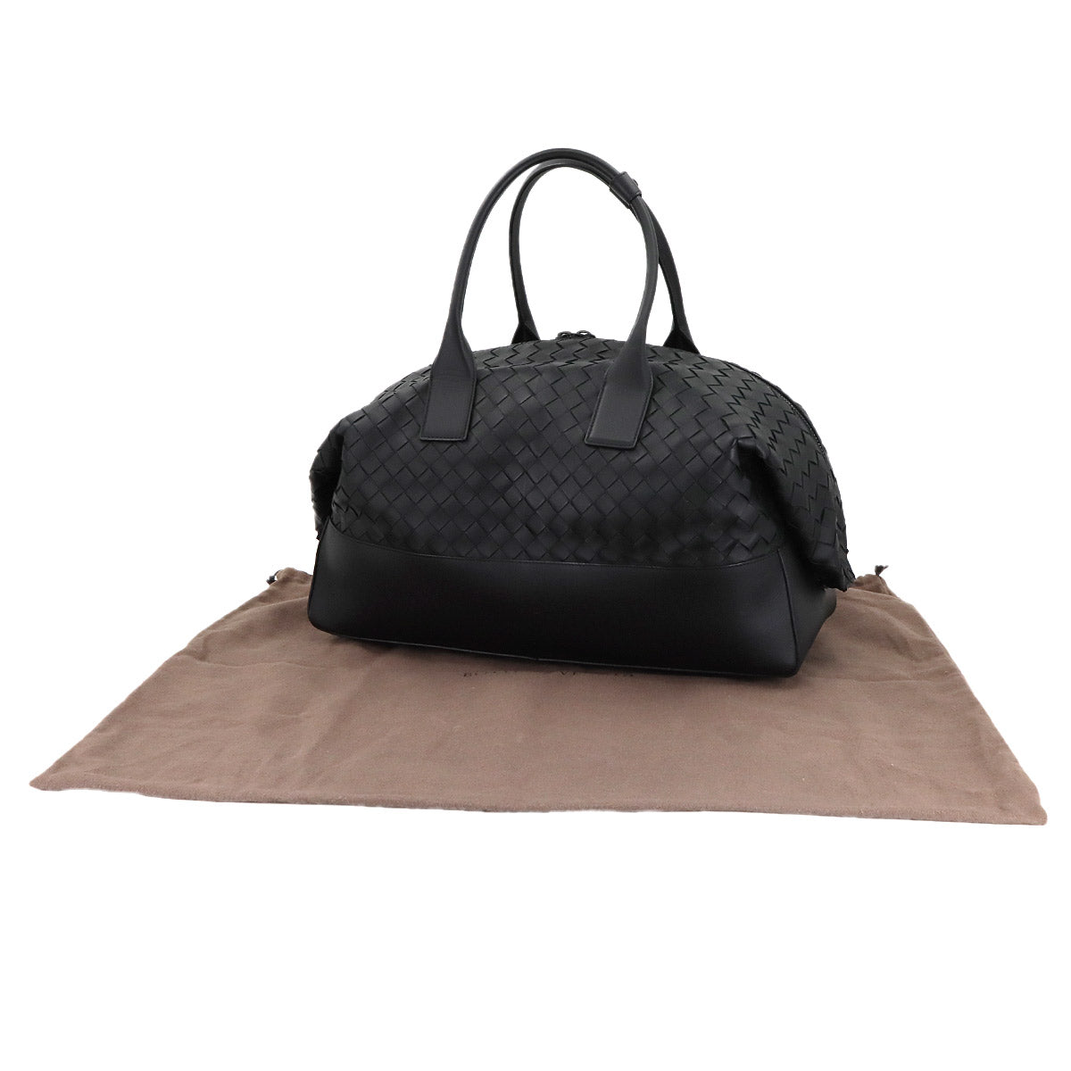 Intrecciato Boston Bag Leather Black Purse