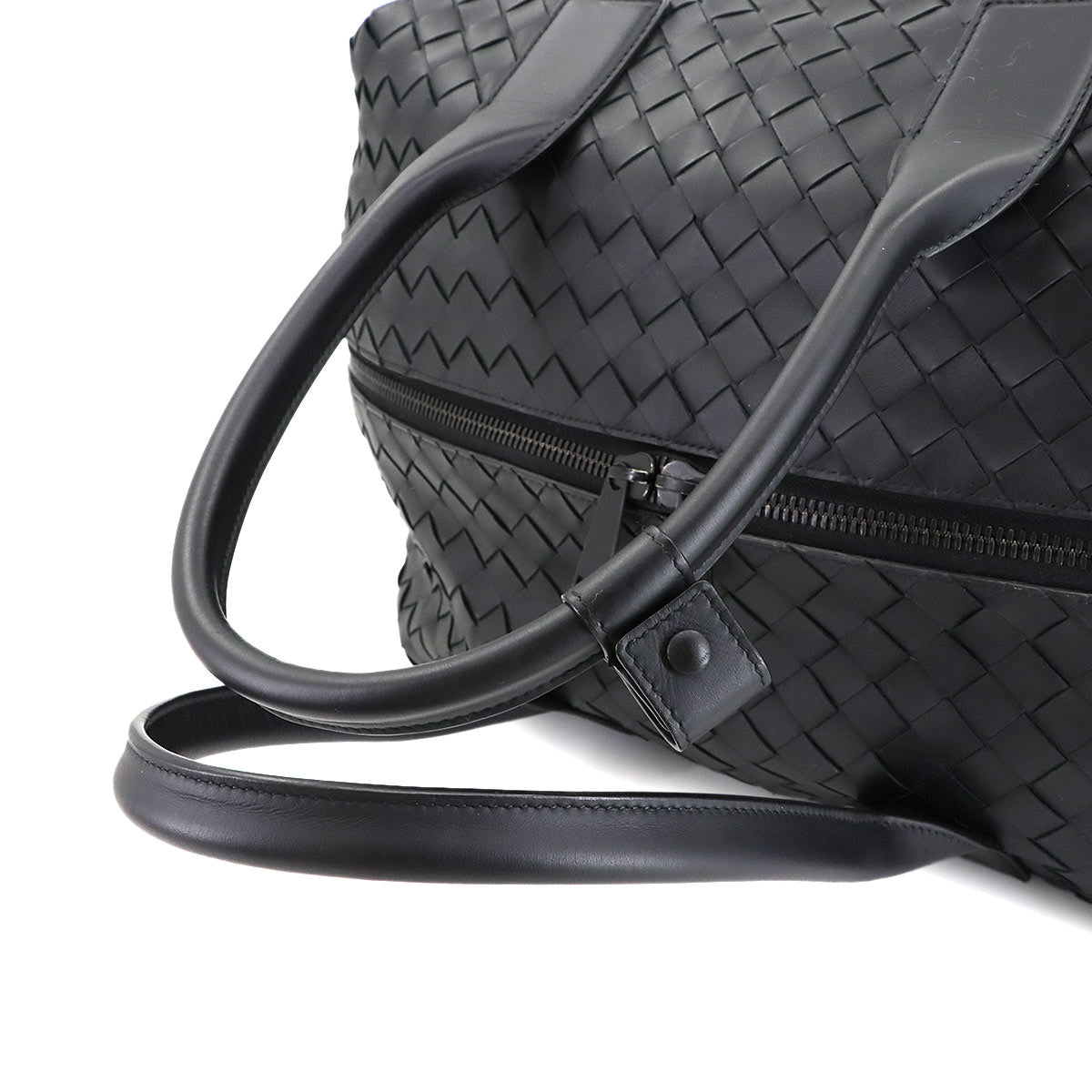 Intrecciato Boston Bag Leather Black Purse