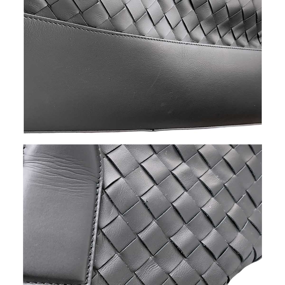 Intrecciato Boston Bag Leather Black Purse