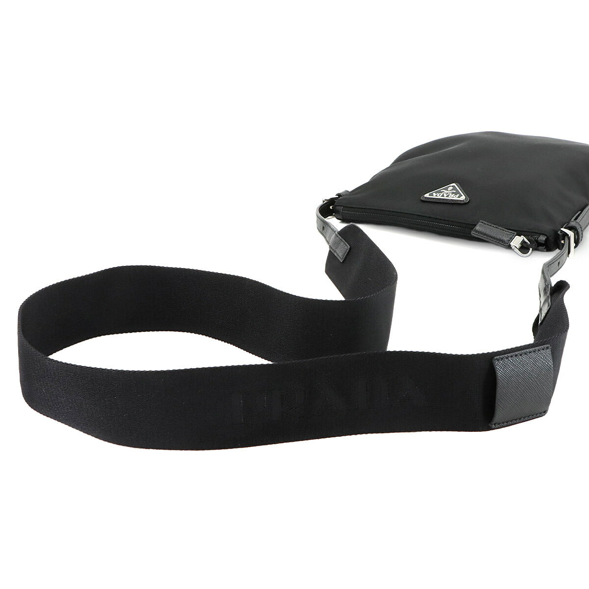 Shoulder Bag Nylon Saffiano Leather Nero Black 2VH124 Purse