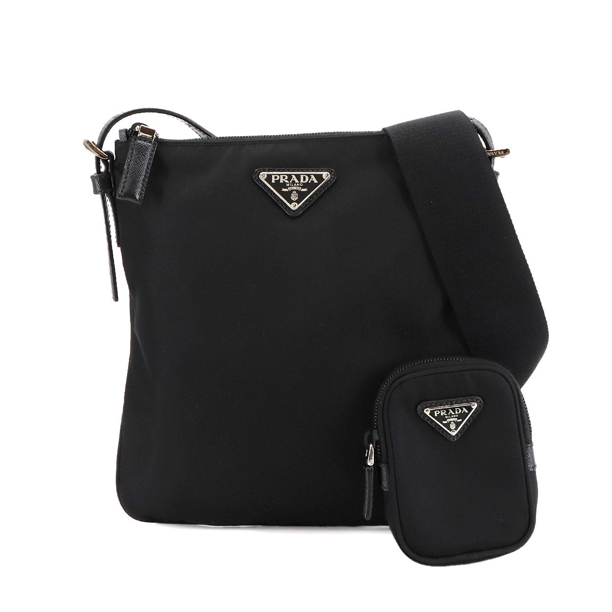 Shoulder Bag Nylon Saffiano Leather Nero Black 2VH124 Purse