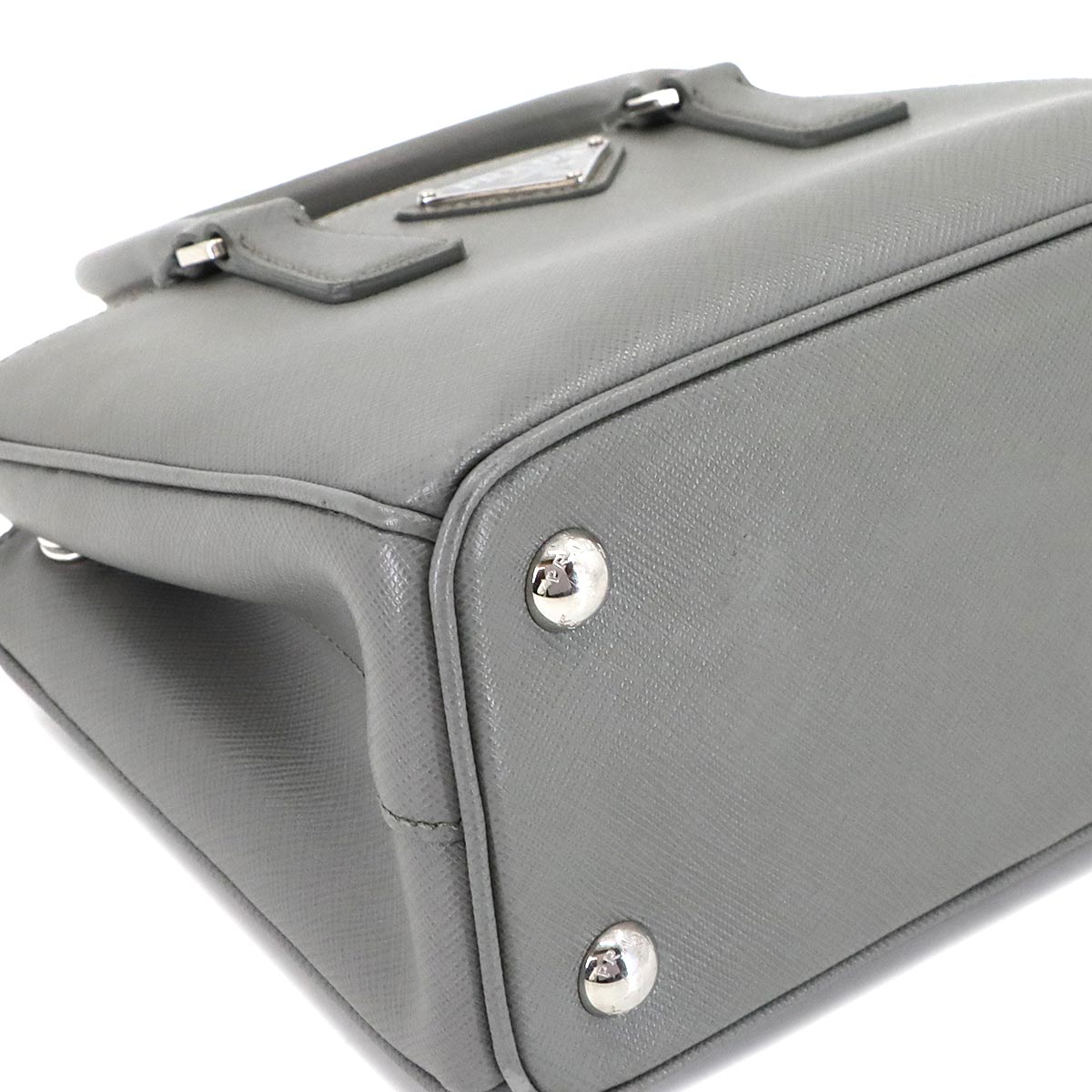 Galleria Mini Hand Shoulder Bag Saffiano Leather Gray 1BA296