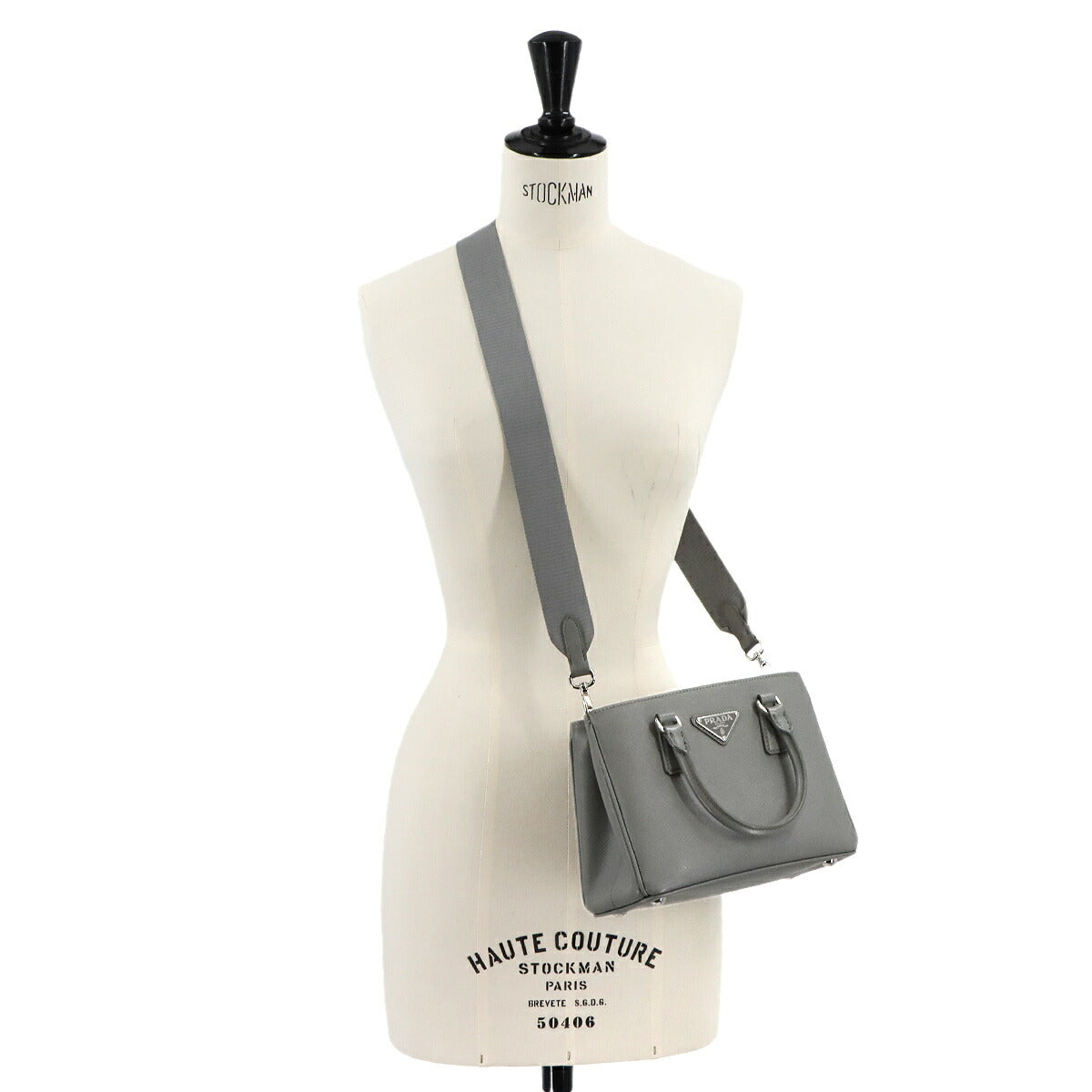 Galleria Mini Hand Shoulder Bag Saffiano Leather Gray 1BA296