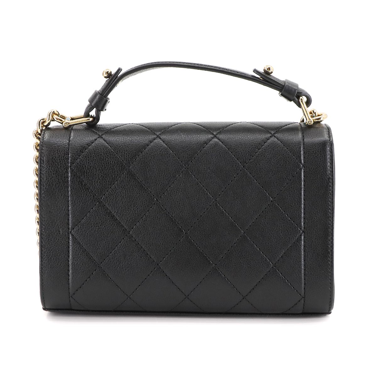 Matelasse Click Label Hand Shoulder Bag Leather Black A93701