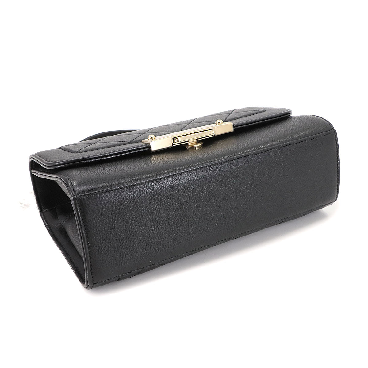 Matelasse Click Label Hand Shoulder Bag Leather Black A93701