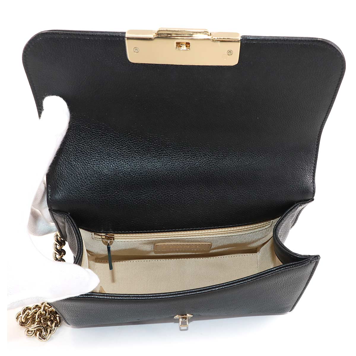 Matelasse Click Label Hand Shoulder Bag Leather Black A93701