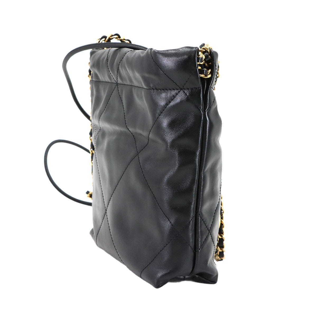 CHANEL 22 Mini Chain Hand Shoulder Bag Leather Black AS3980 Purse