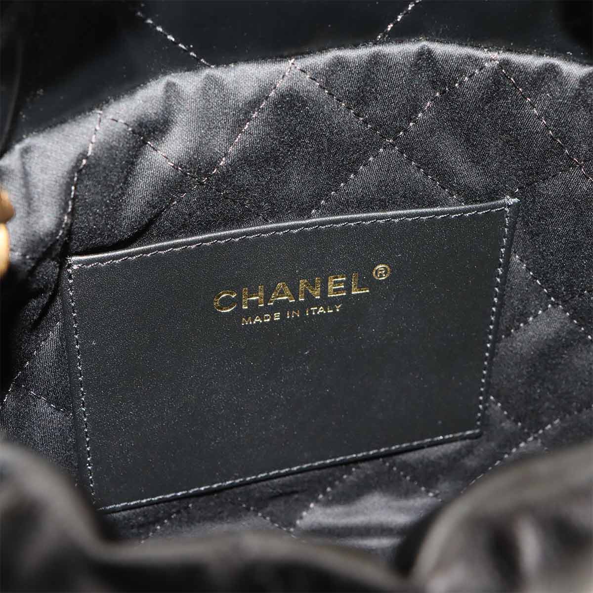 CHANEL 22 Mini Chain Hand Shoulder Bag Leather Black AS3980 Purse