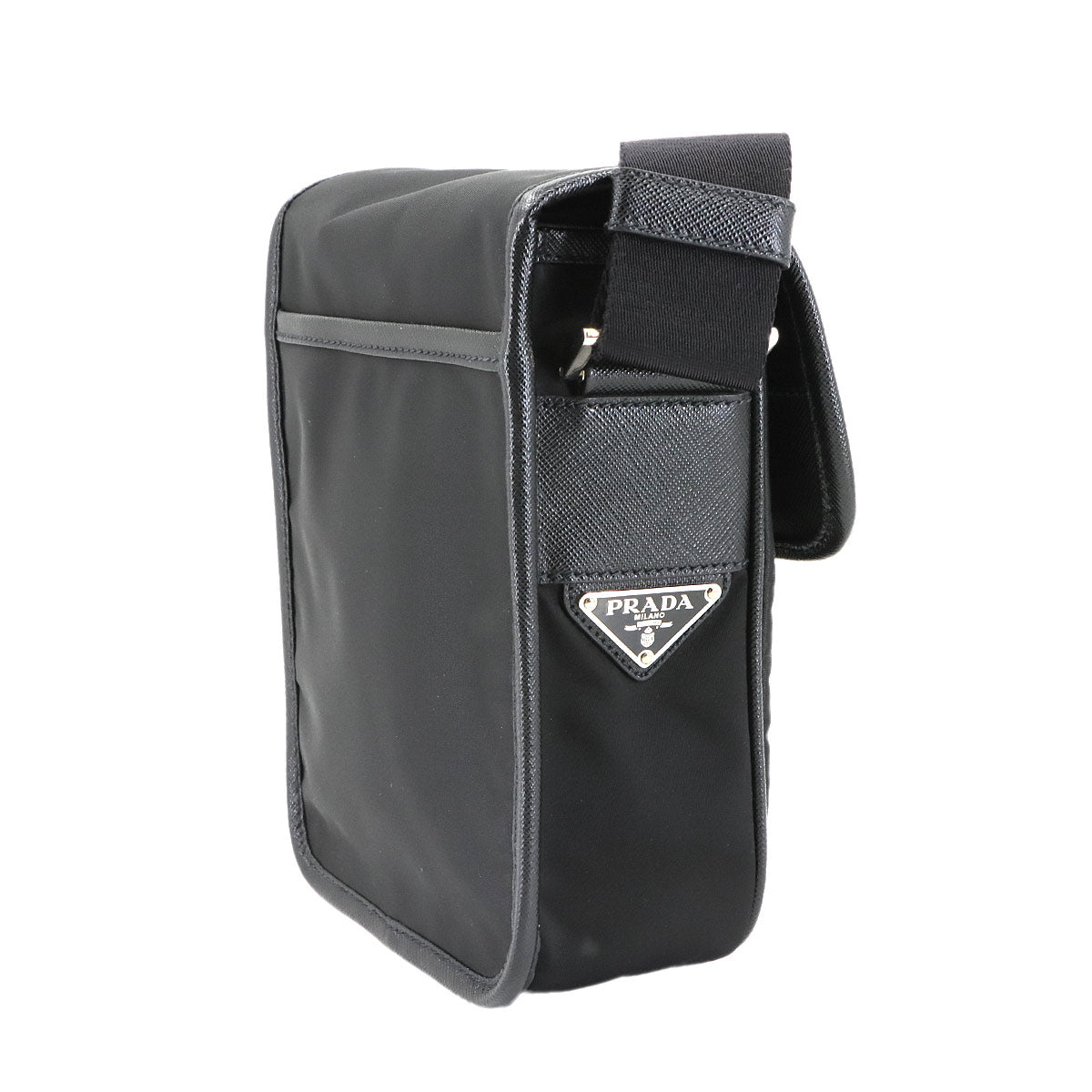 Shoulder Bag Nylon Saffiano Leather Nero Black 2VD028 Purse