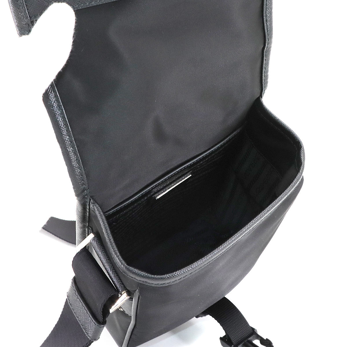 Shoulder Bag Nylon Saffiano Leather Nero Black 2VD028 Purse