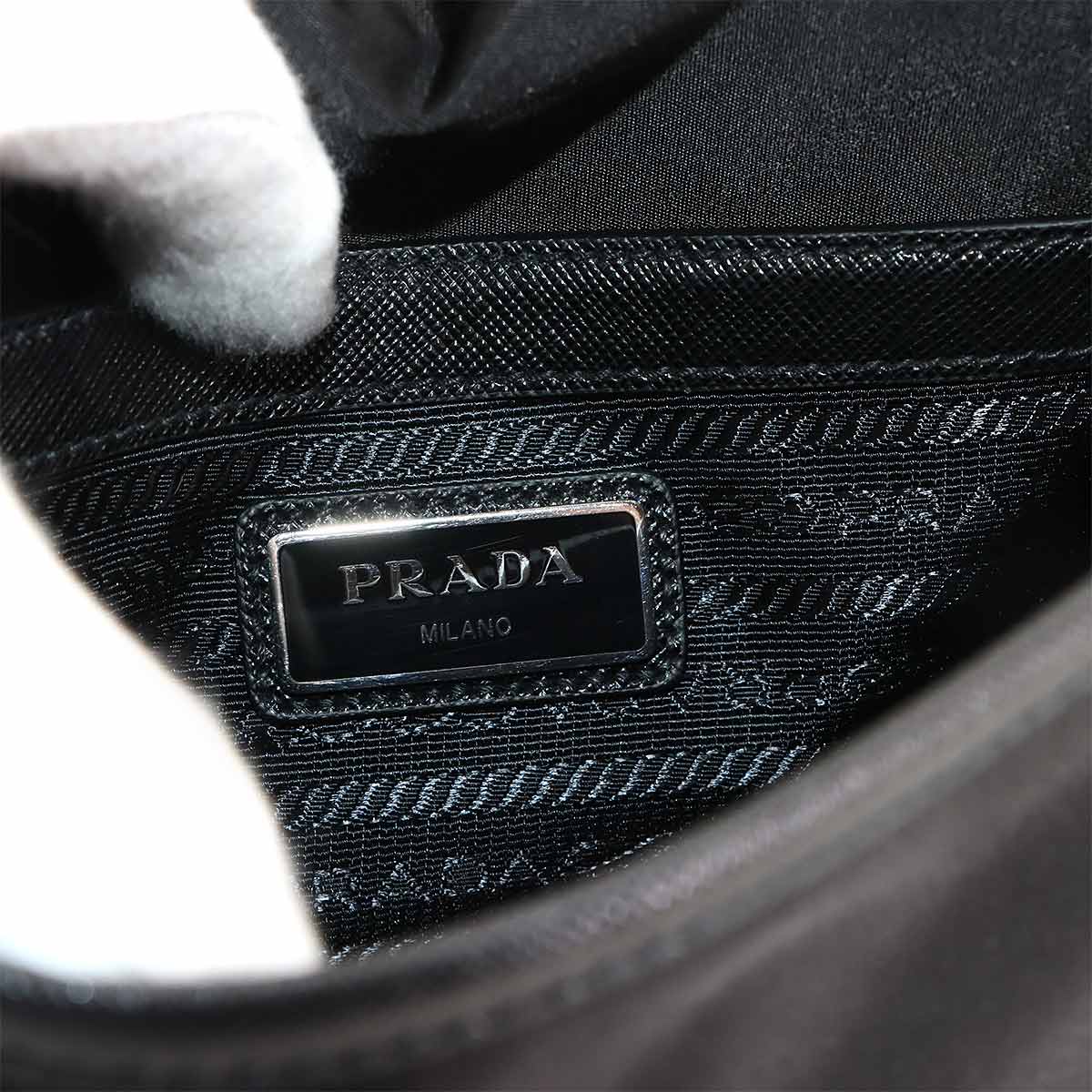 Shoulder Bag Nylon Saffiano Leather Nero Black 2VD028 Purse