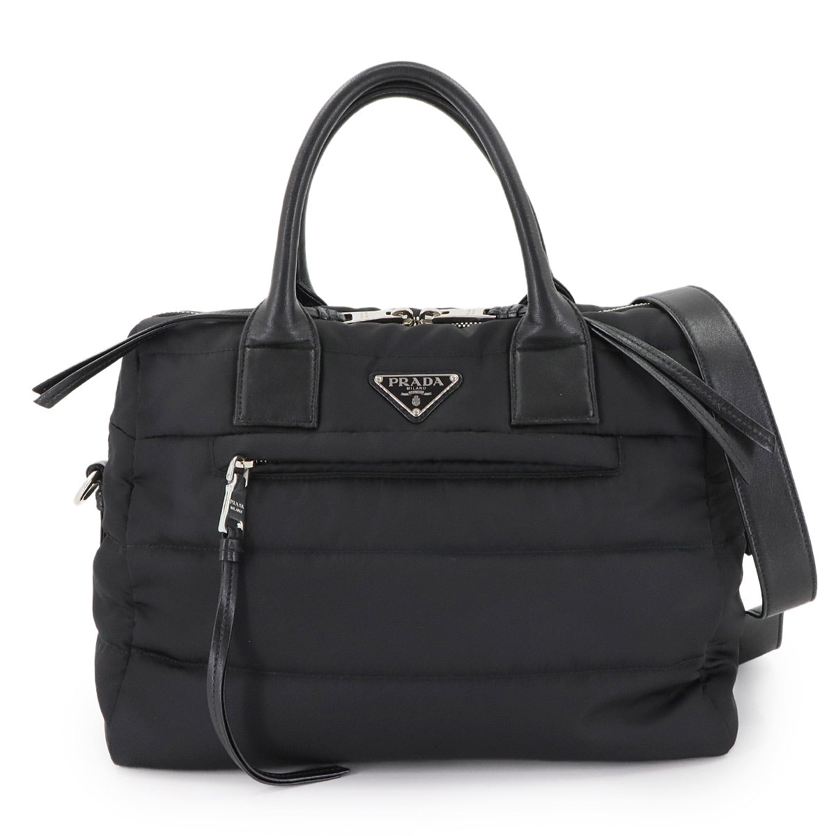 2way Hand Shoulder Bag Nylon Leather Nero Black 1BB024
