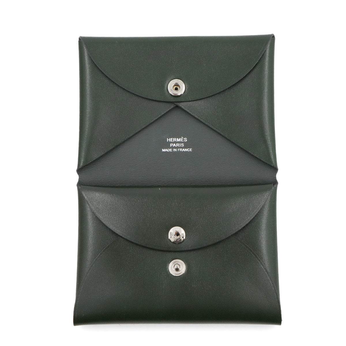 Calvi Duo Card Case Box Calf Vert Fonce W