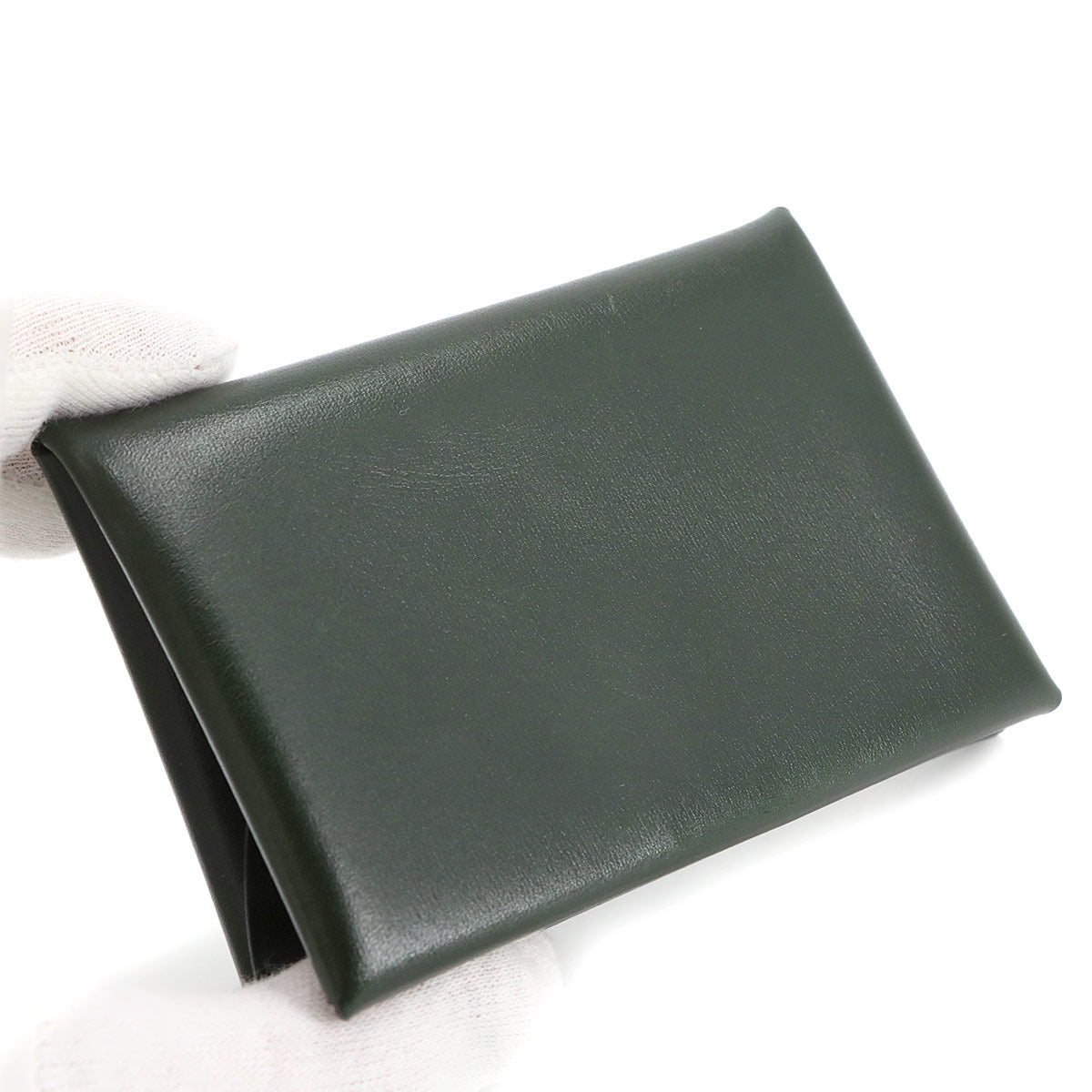 Calvi Duo Card Case Box Calf Vert Fonce W